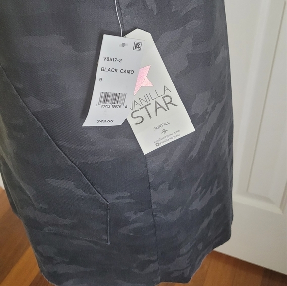 NWT Vanilla Star Women Juniors' Cotton Camo Denim Skirtall Black Gray Size 9 $49 - Picture 7 of 10
